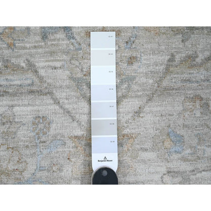 8'2"X10' White Afghan Peshawar Heris All Over Motif Hand Knotted Wool Rug