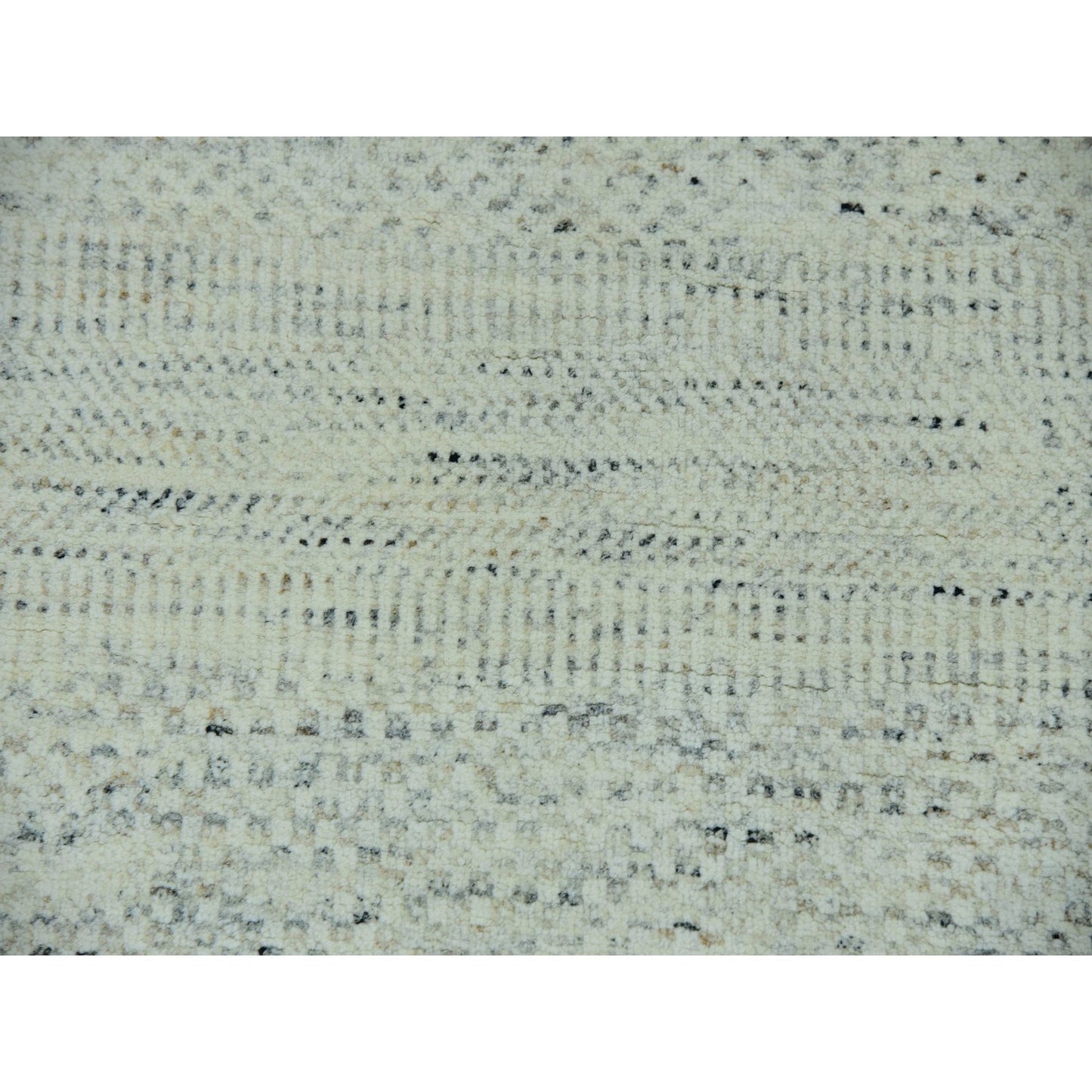 8'X8' Earl Gray Hand Knotted 100% Undyed Wool Grass Design Round Rug