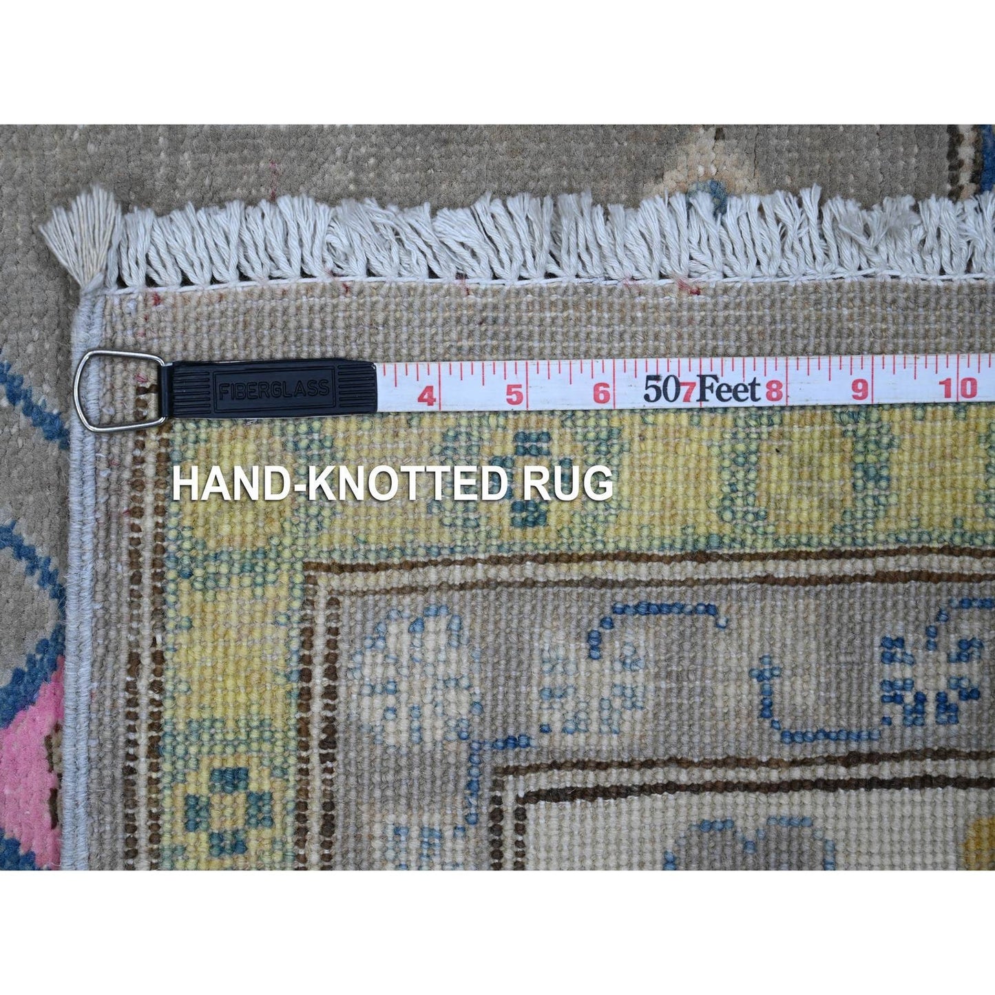 6'X8'5" Battleship Gray Soft Wool Colorful Fusion Kazak Oriental Rug