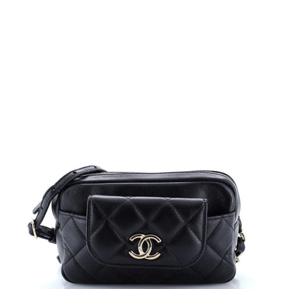 Chanel Cc Front Pocket Waist Bag Quilted Lambskin