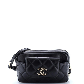 Chanel Cc Front Pocket Waist Bag Quilted Lambskin