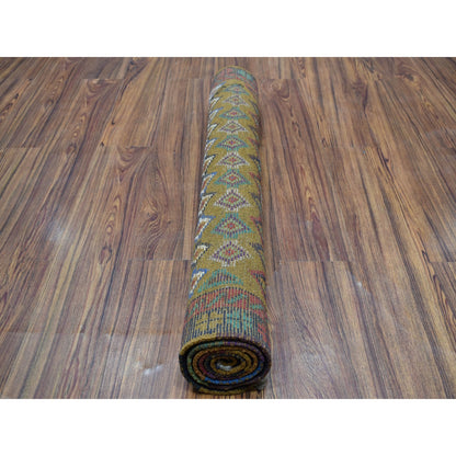 3'3"X4'8" Brown Tribal Design Hand Made Wool Colorful Afghan Village Rug