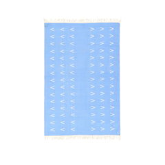 Modern 4'3"x6'6" Blue Vintage Durrie Kilim Pure Wool Hand Woven Rug with