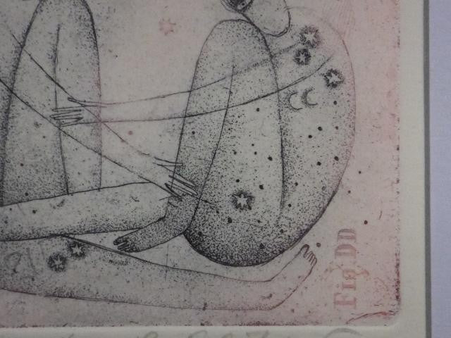 Veronika Paleckova "Gemini" Signed Color Etching Limited 50 Framed Czech Art