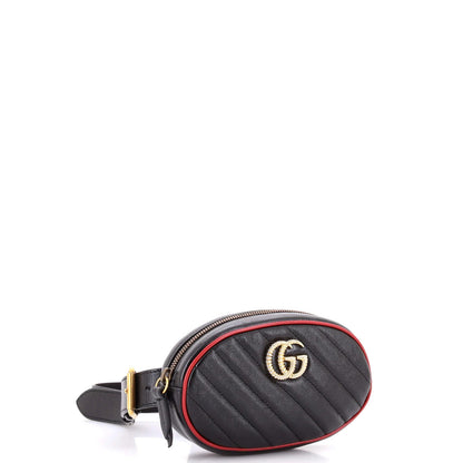 Gucci Gg Marmont Belt Bag Diagonal Quilted Leather
