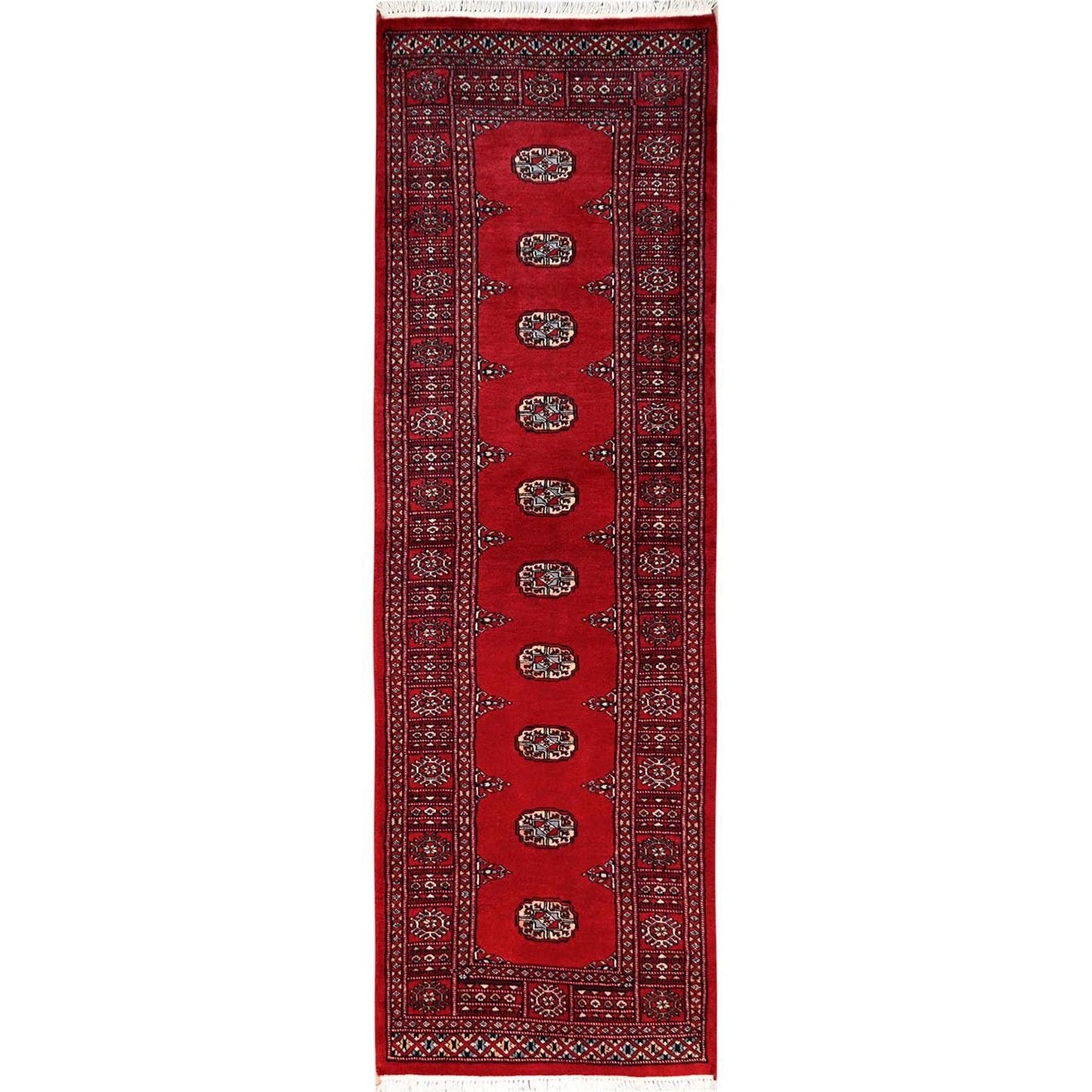 2'7"X8'5" Red Princess Bokara Tribal Medallion Rug Wool Hand Knotted Runner