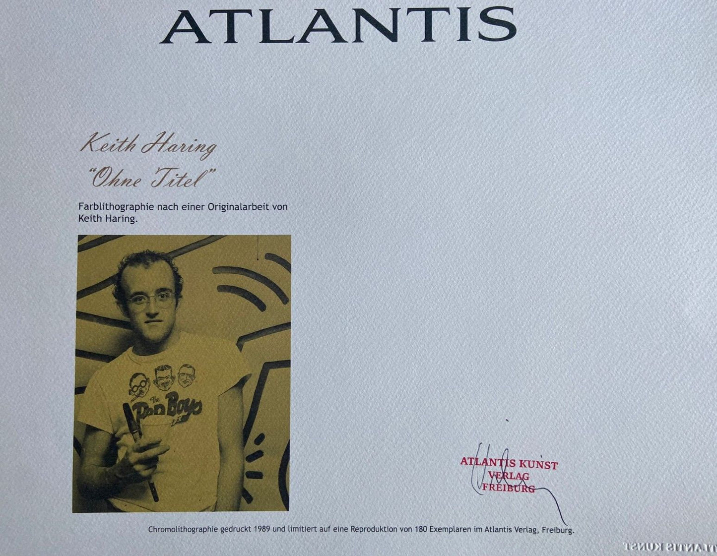 Keith Haring Coa Lithograph Signed Numbered