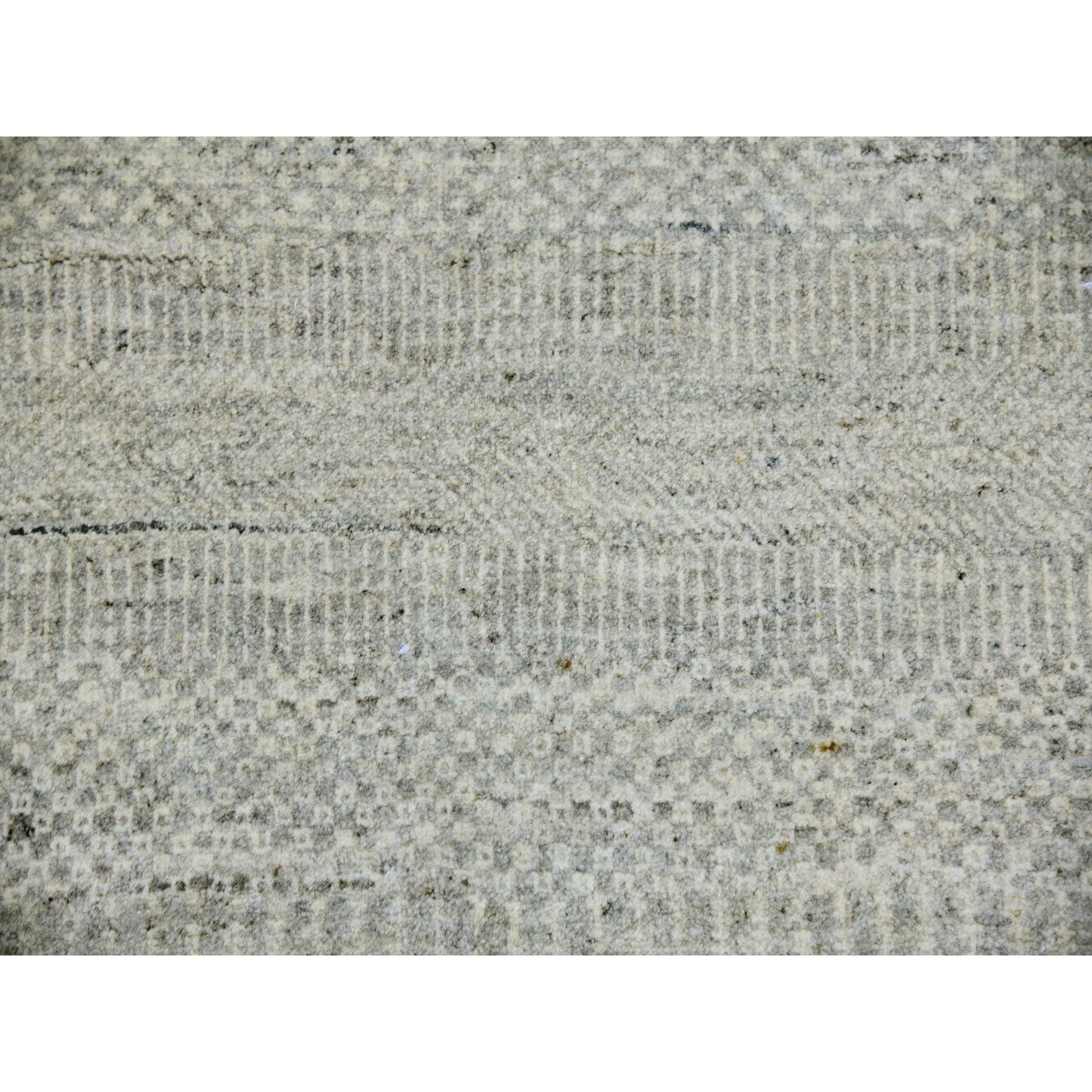 Rug 10'x10' Gray Undyed 100% Wool Modern Grass Design Hand Knotted Square