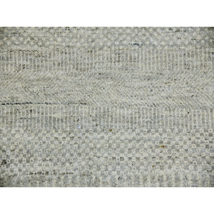 Rug 10'x10' Gray Undyed 100% Wool Modern Grass Design Hand Knotted Square