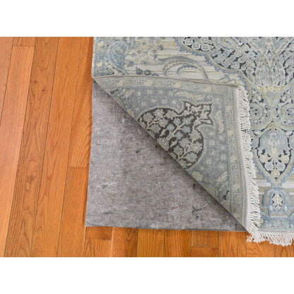 4'X6'3" Tree Of Life Meditation Design Silk With Text Wool Hand Made Rug