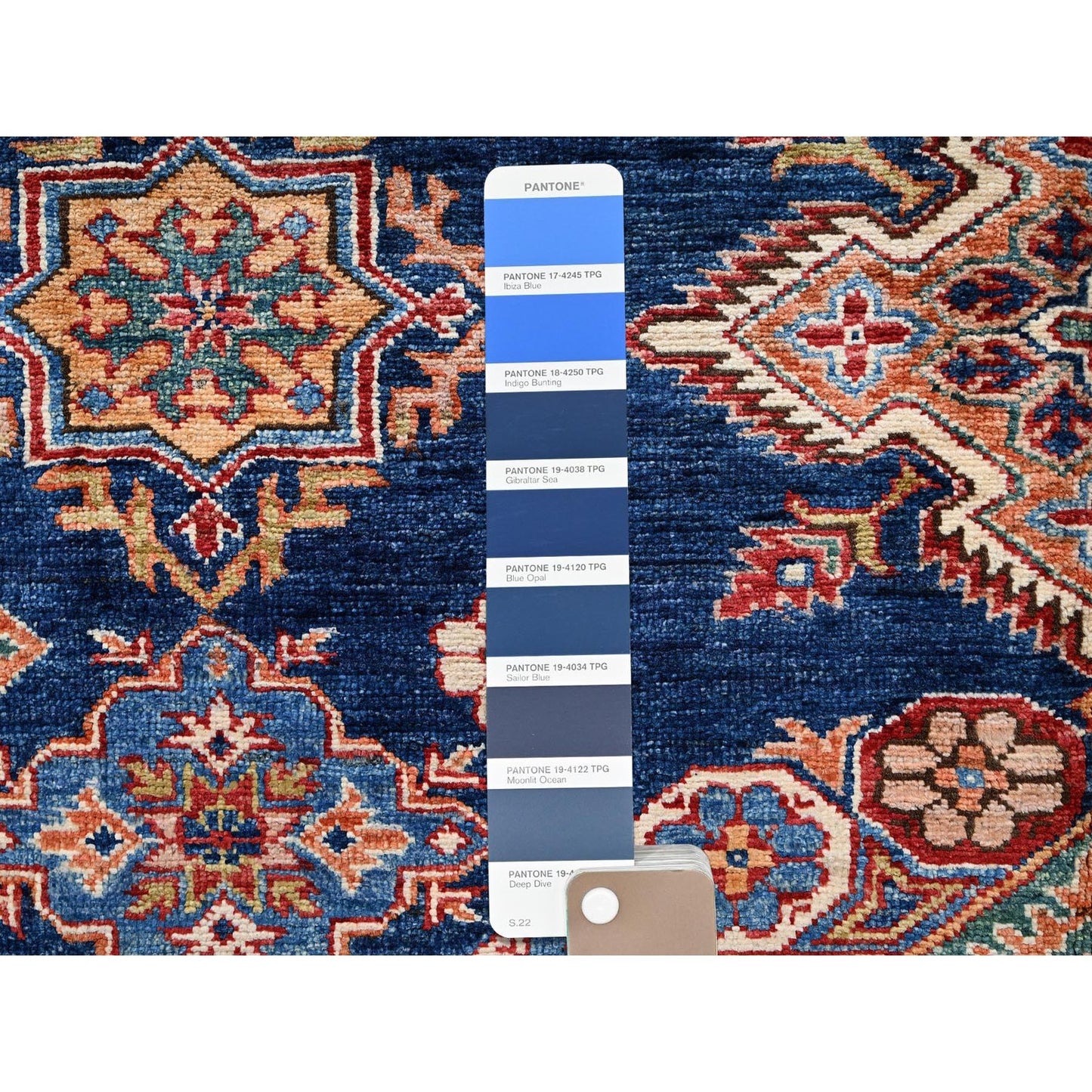 5'10"X8'10" Navy Blue Afghan Super Kazak Hand Knotted Soft Wool Rug