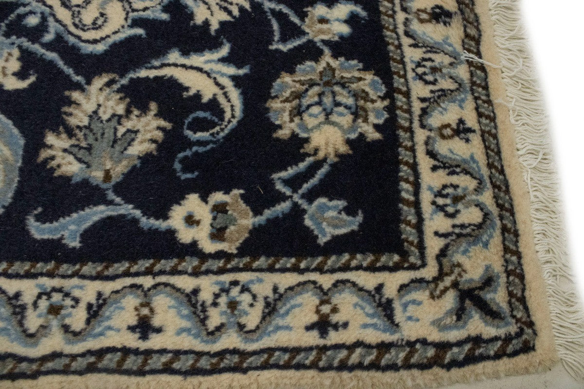 Nain Oriental Rug Small Classic Navy Floral Design Thick Pile Carpet 2'3X4'7 ft