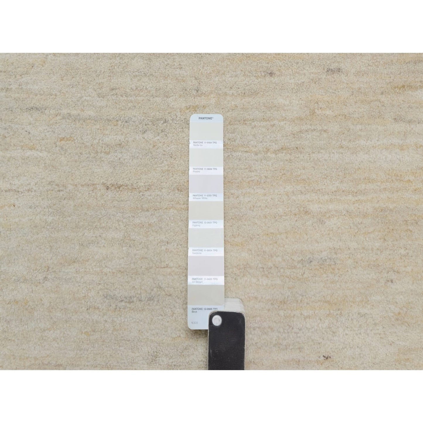 7'9"X9'8" Bone White Pure Wool Plain Design Hand Knotted Oriental Rug