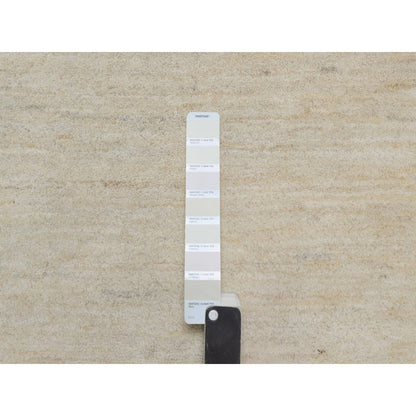 7'9"X9'8" Bone White Pure Wool Plain Design Hand Knotted Oriental Rug