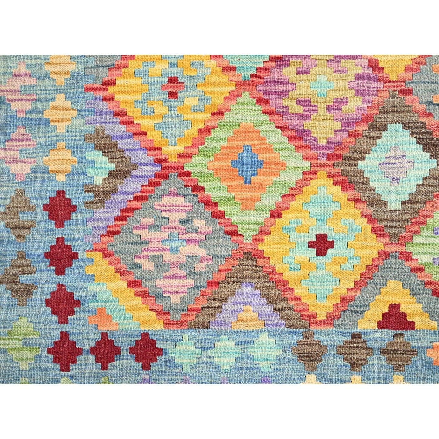 10'7"X14' Colorful Extra Soft Wool Afghan Kilim Hand Woven Oriental Rug