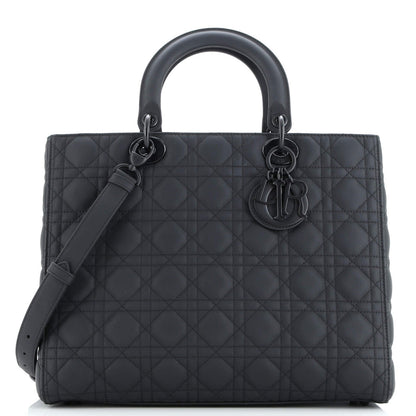 Christian Dior Ultra Matte Lady Dior Bag Cannage Quilt Calfskin Large
