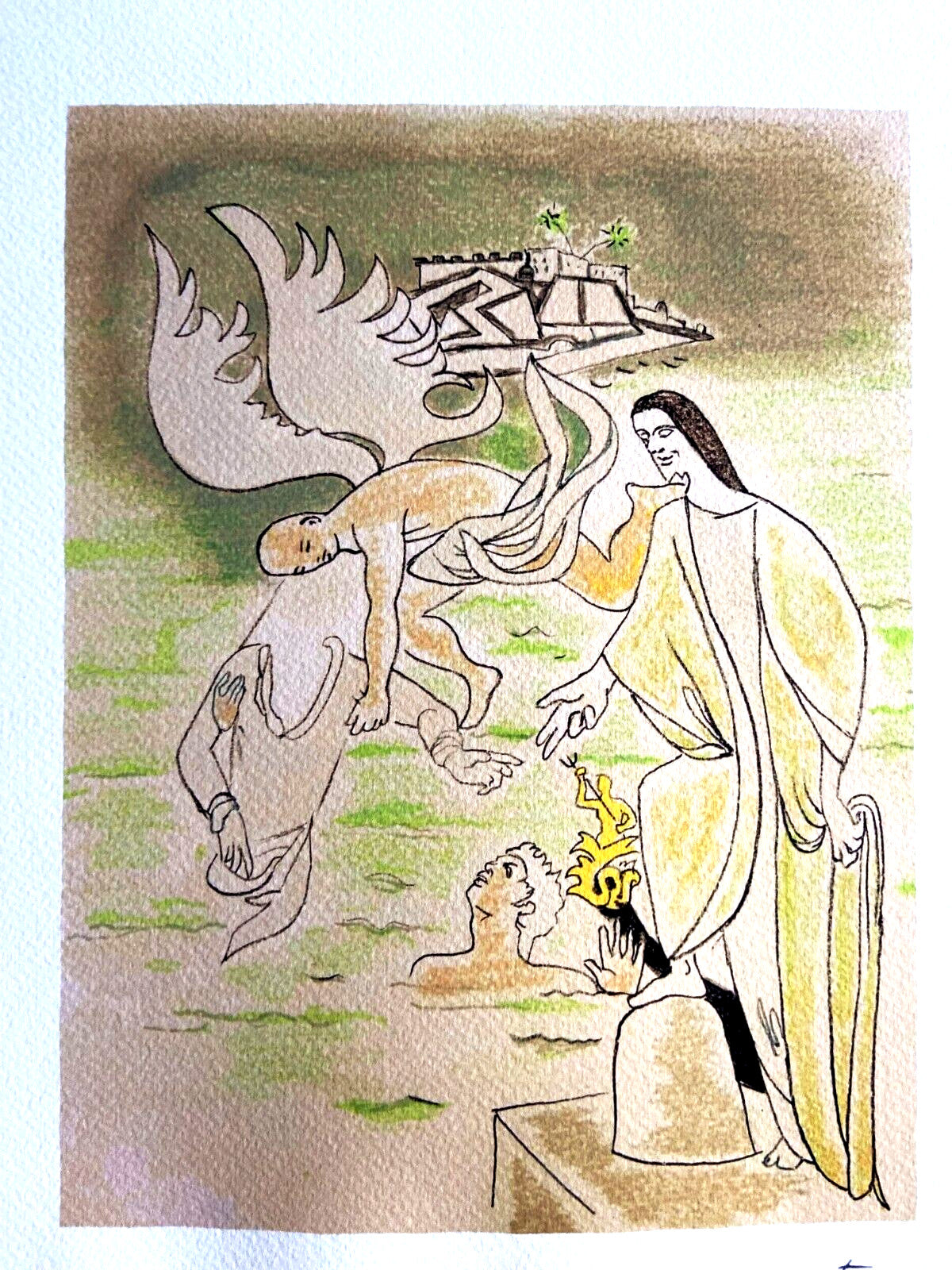 Jean Cocteau Lithograph Mourlot 1970 550 Ex. Coa Signed Numbered