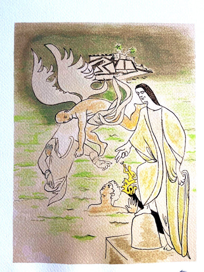 Jean Cocteau Lithograph Mourlot 1970 550 Ex. Coa Signed Numbered