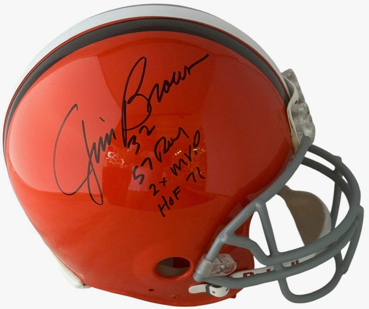 (JSA) Jim Brown Autographed Cleveland Browns Full Size Authentic Stat Helmet