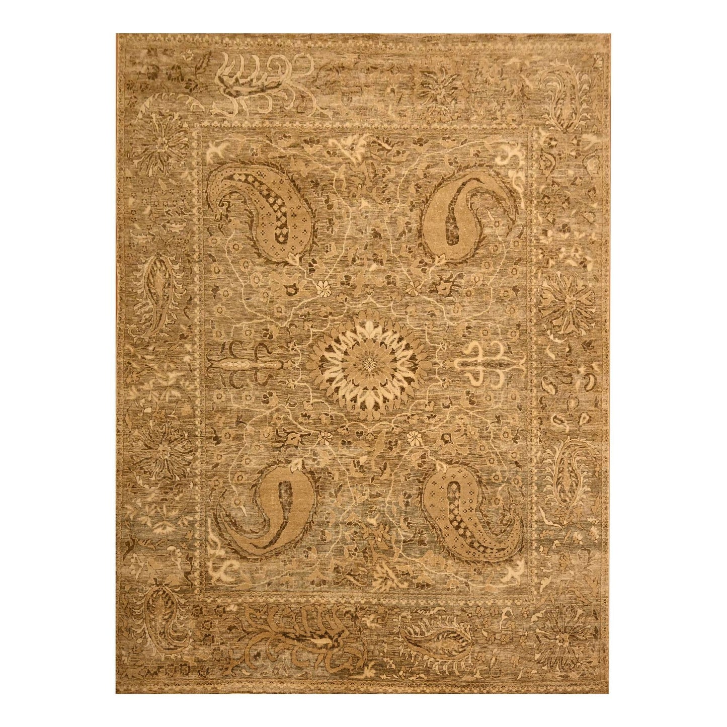 8'9"X11'10" Brown Tone On Tone Suzani Design Hand Knotted 100% Wool Rug