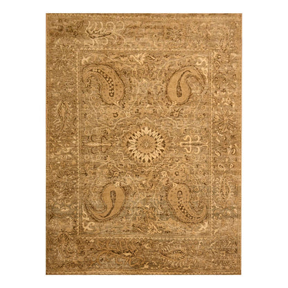 8'9"X11'10" Brown Tone On Tone Suzani Design Hand Knotted 100% Wool Rug