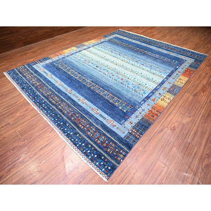 9'X12' Blue Fine Kashkuli Gabbeh Soft Wool Hand Natural Dyes Knotted Rug