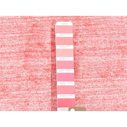 2'6"X17'10" Pink Folk Art Hand Loomed Wool-Silk Hand Loomed Runner Rug