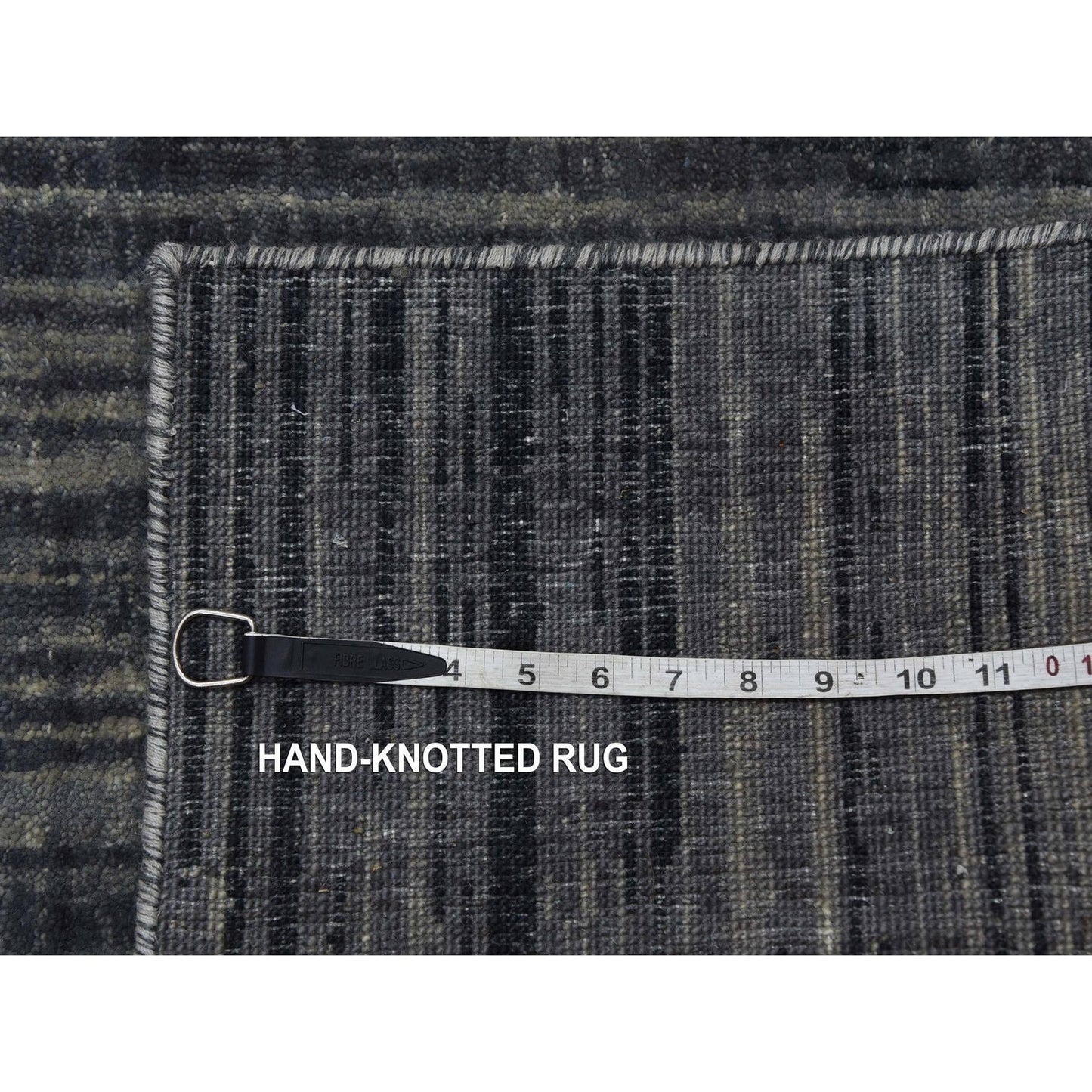 2'6"X12'6" Gray Modern Ombre Design Hand Knotted Soft Wool Runner Rug