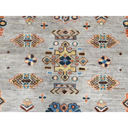 6'1"X9'1" Light Gray Hand Knotted Afghan Super Kazak Organic Wool Rug