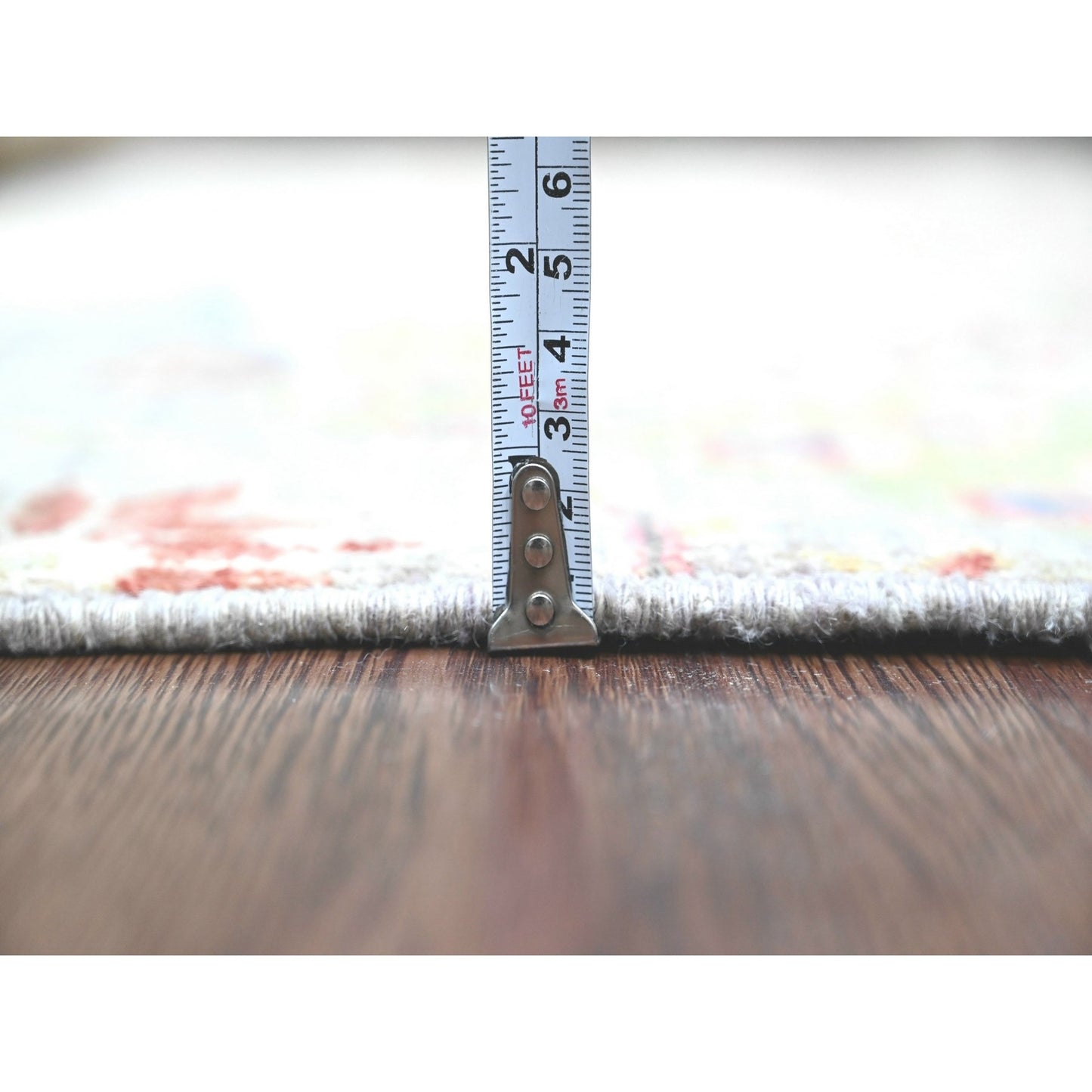 5'X6'9" Mink Gray Hand Knotted Afghan Peshawar Birds Design Soft Wool Rug