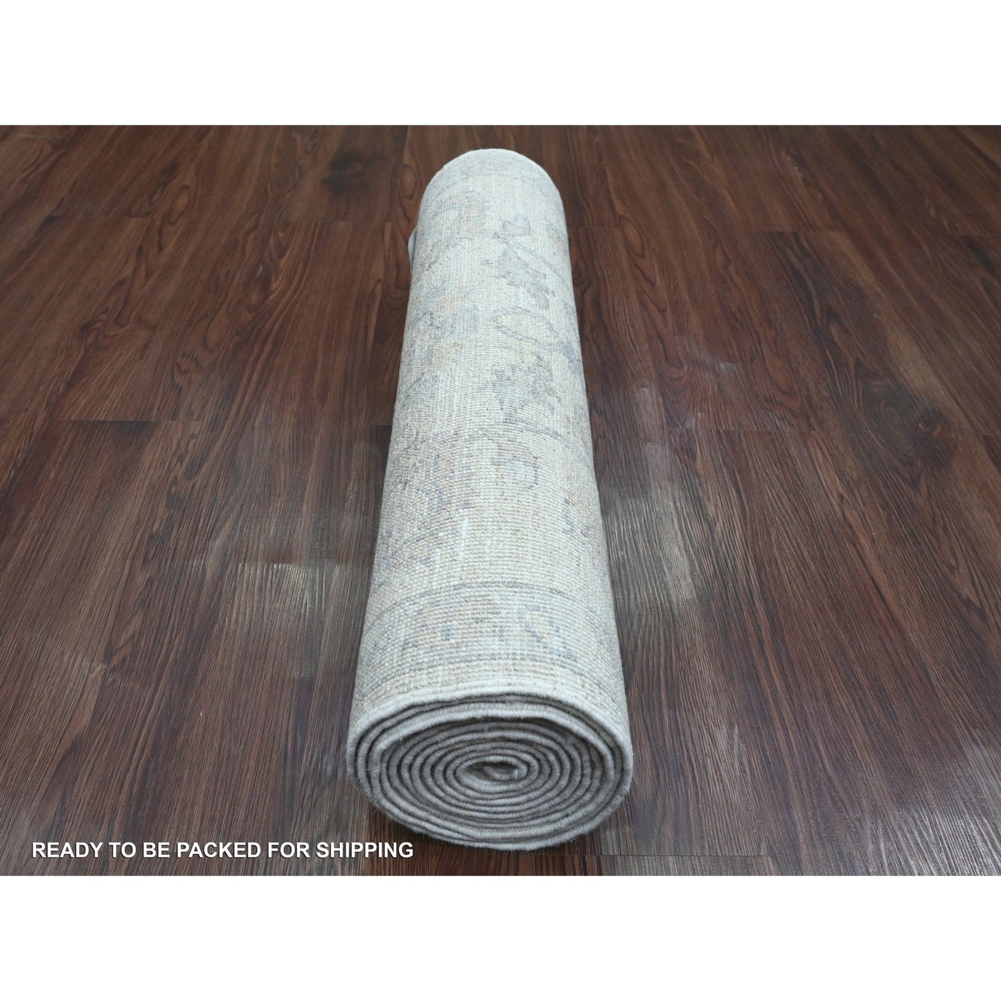 2'5"X11'1" White Washed Peshawar Leaf Design Hand Knotted Wool Runner Rug