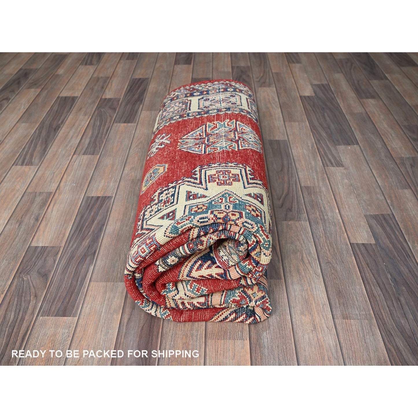 6'X9' Red Afghan Special Kazak Medallions Design 100% Wool Hand Knotted Rug