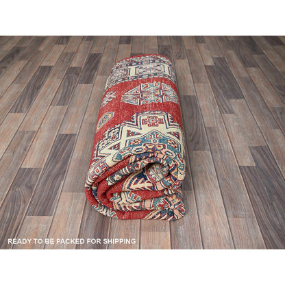 6'X9' Red Afghan Special Kazak Medallions Design 100% Wool Hand Knotted Rug