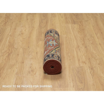 Rug 2'8"x10' Chili Red New Zealand Wool Heris Revival Hand Knotted Runner