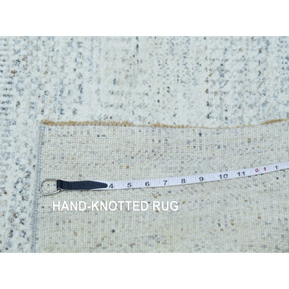 2'5"X21'9" Moonshine Gray Grass Design Undyed Hand Knotted Xl Runner Rug