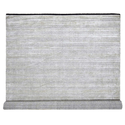 10'X14' Taupe Modern Textured Design Wool & Silk Hand Loomed Oriental Rug