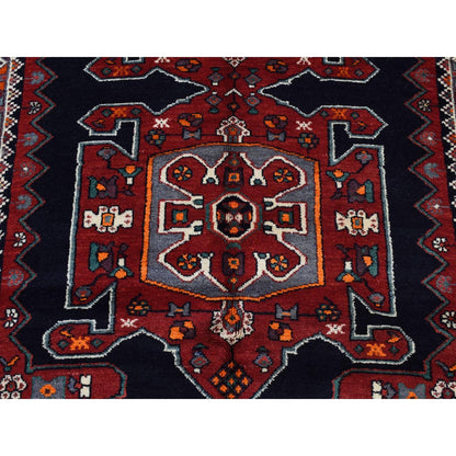 4'8"x9'7" Blue New Zoroastrian Khamadan Wool Hand Knotted Runner Rug