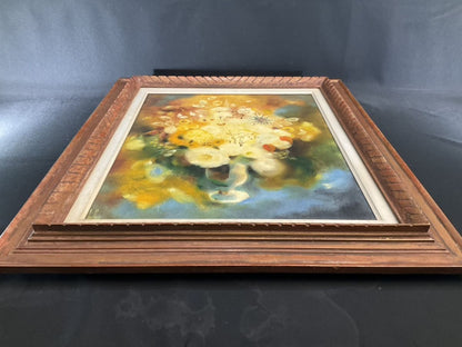 Yves Chaix Oil Painting Bouquet Blanc et Or French Modern Floral Art Framed