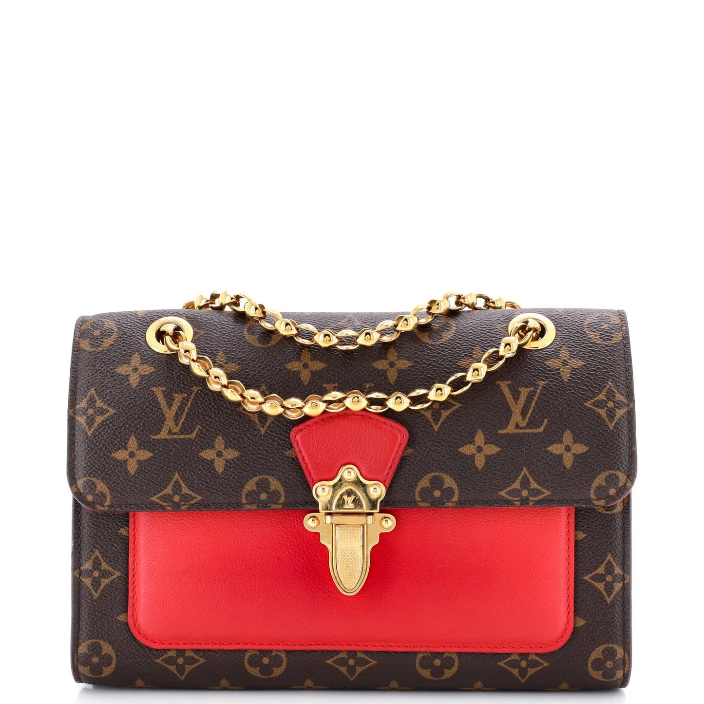 Leather Louis Vuitton Victoire Handbag Monogram Canvas and