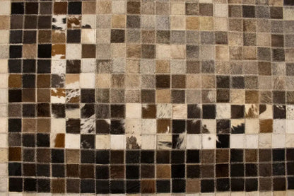 8X10 Ft Contemporary Multicolored Cowhide Leather
