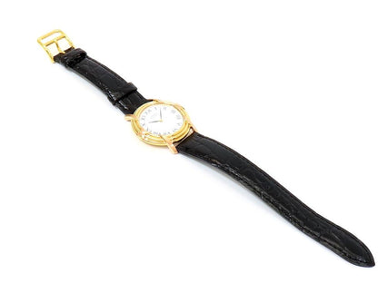 Herms Ruban K18Yg/Pg Gp Aftermarket Leather Strap Quartz Boys' Watch