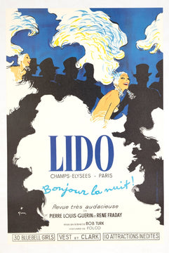 Lido By Rene Gruau Bonjour La Nuit On Linen Excellent A Condition