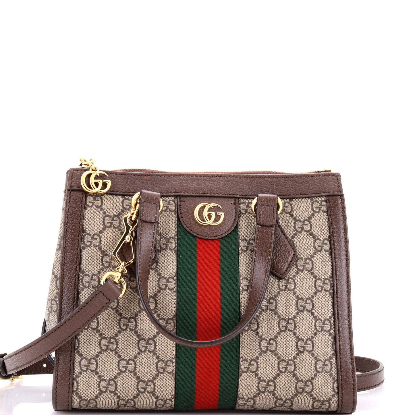 Gucci Ophidia Top Handle Tote Gg Coated Canvas With Leather Small