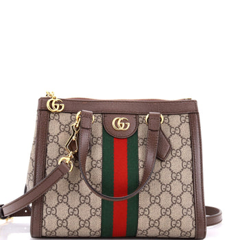 Gucci Ophidia Top Handle Tote Gg Coated Canvas With Leather Small