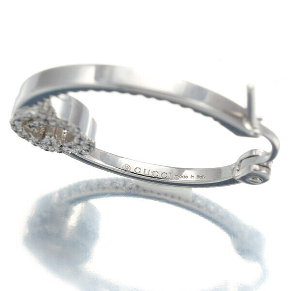 Gucci Earrings Gg Running Diamond Hoop 18K 750 White Gold