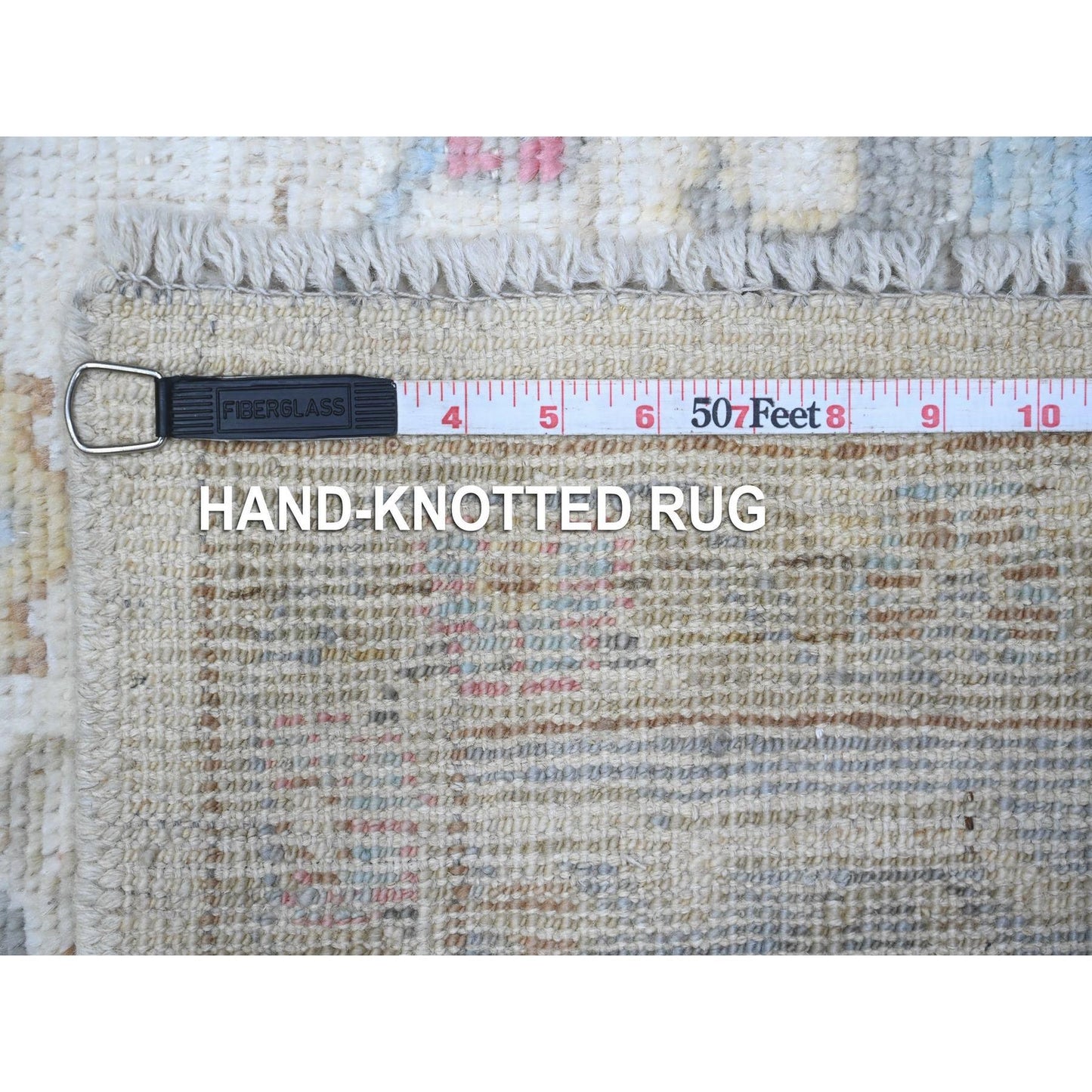 6'3"X9' Timberwolf Gray Wool Weft Afghan Angora Oushak Oriental Rug