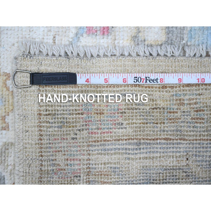 6'3"X9' Timberwolf Gray Wool Weft Afghan Angora Oushak Oriental Rug