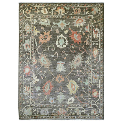 10'X13'5" Brown Afghan Angora Oushak Leaf Design Hand Knotted Wool Rug