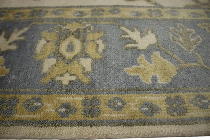 Hand-Knotted Oushak Chobi Wool Rug Cream Floral