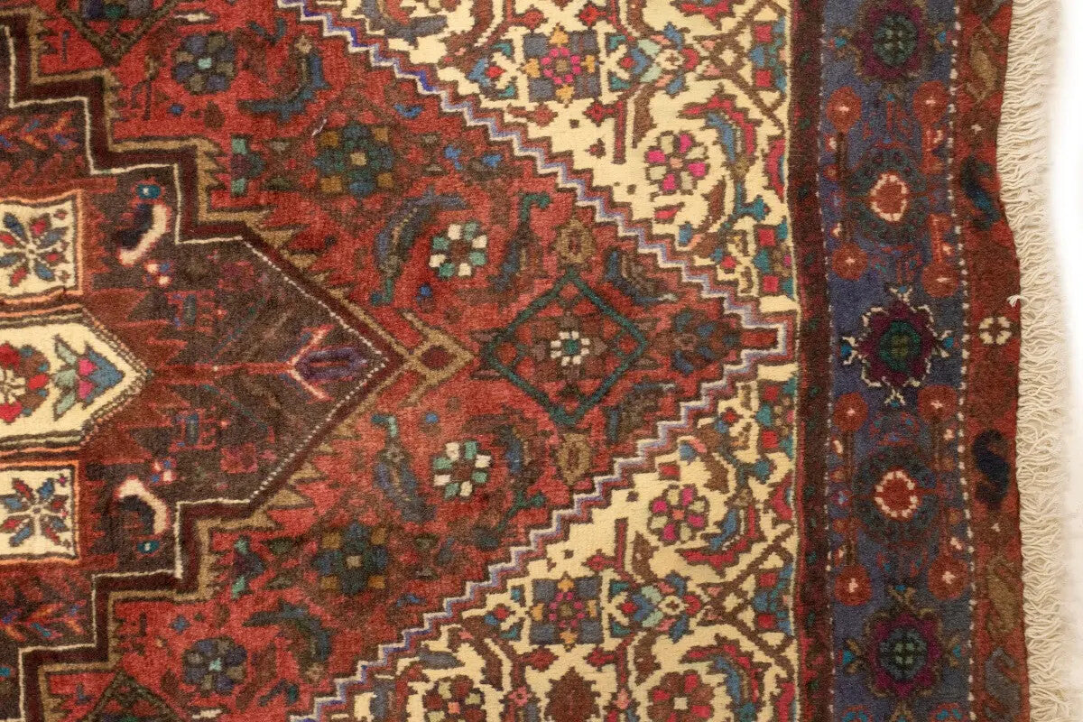 Vintage Handmade Oriental Rug Floral Geometric